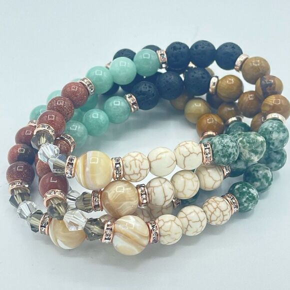 Sunny Desert cowgirl bling beaded stretch bracelet ONE NEW sandstone lava Amazon - Picture 3 of 12